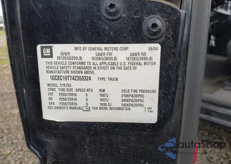 2004 Chevrolet Silverado C1500 from USA, damaged, VIN 1GCEC19T74Z350324